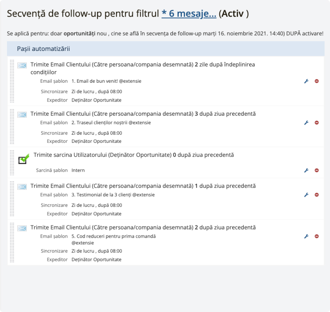 Secvențe automatizate de mesaje