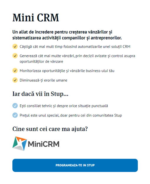 minicrm stup card